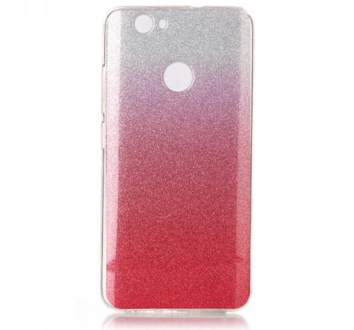Силиконов калъф / гръб / TPU за Huawei Nova - преливащ / сребристо и розово / брокат