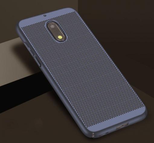 Луксозен твърд гръб за Nokia 5.1 2018 - тъмно син / Grid