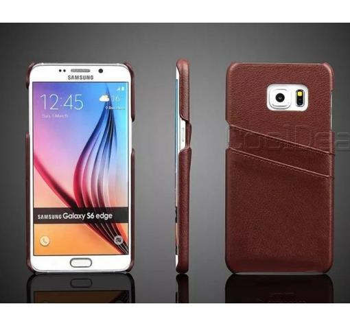 Луксозен кожен твърд гръб за Samsung S6 Edge G925 - кафяв