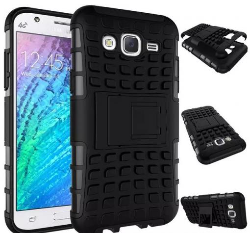Силиконов гръб TPU Hybrid с твърда част и стойка за Samsung J5 2016 J510 - черен