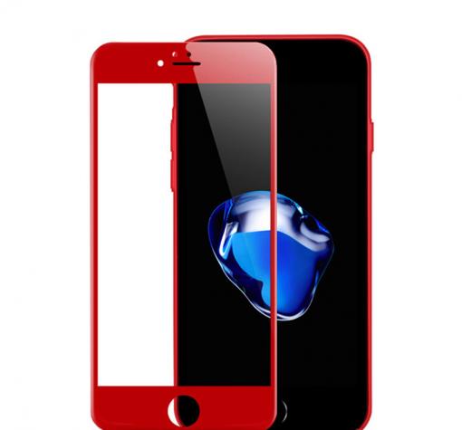 3D full cover Tempered glass screen protector Apple iPhone 7 / Извит стъклен скрийн протектор за Apple iPhone 7 - червен