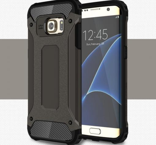 Силиконов гръб TPU Spigen Hybrid с твърда част за Samsung S7 Edge G935 - черен