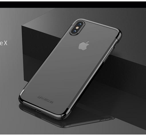 Луксозен твърд гръб VORSON VC-054 за Apple iPhone X - прозрачен / черен кант