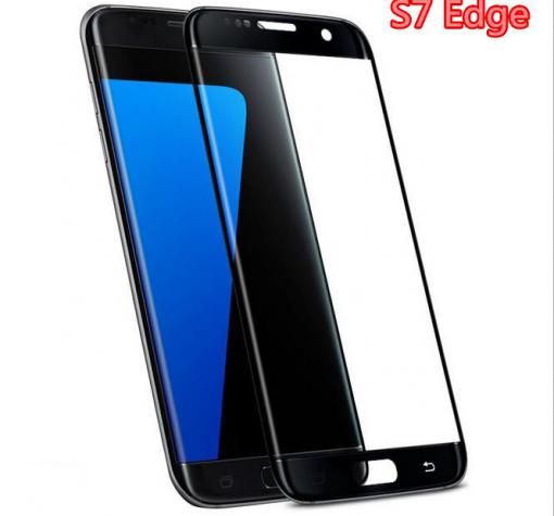 3D full cover Tempered glass screen protector Samsung S7 Edge G935 / Извит стъклен скрийн протектор за Samsung S7 Edge G935 - черен