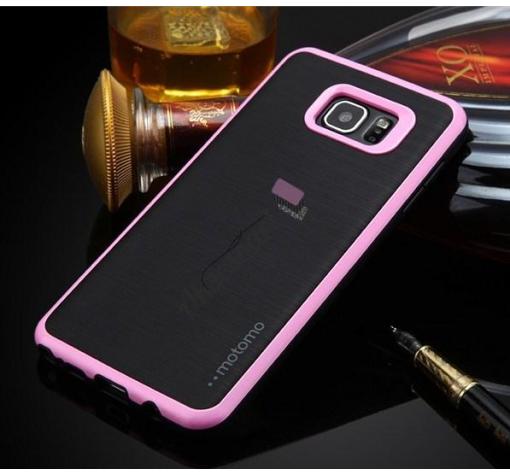Луксозен силиконов калъф / гръб / TPU ROYCE за Samsung S6 Edge G925 - черен / розов кант
