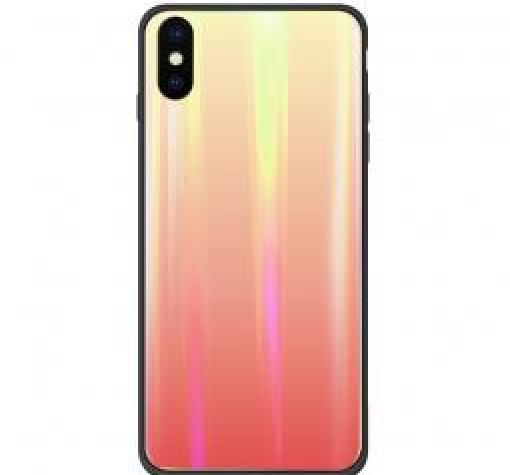 Луксозен стъклен твърд гръб Aurora за Samsung A50 / A50S / A30S - преливащ / жълто и розово