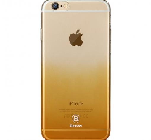 Луксозен твърд гръб / капак / BASEUS GRADIENT Series за Apple iPhone 6 4.7'' - прозрачен / оранжев