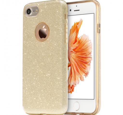 Луксозен силиконов калъф / гръб / TPU USAMS Bling Series за Apple iPhone 7 - златист / брокат