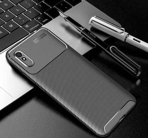 Луксозен силиконов калъф / гръб / TPU Auto Focus за Xiaomi Redmi 9A - черен / Carbon