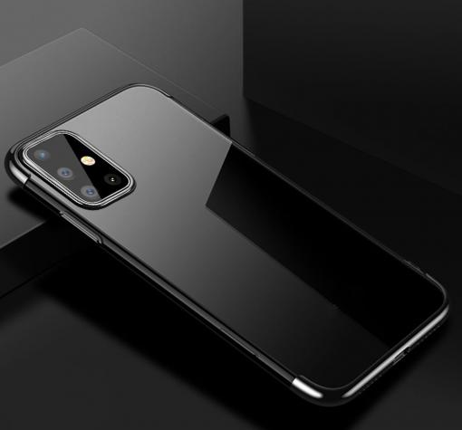Луксозен силиконов калъф / гръб / TPU за Xiaomi Mi 10 Lite - прозрачен / черен кант