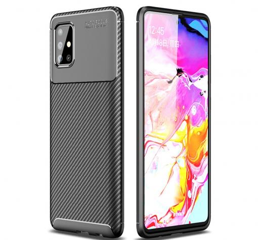 Луксозен силиконов калъф / гръб / TPU Auto Focus за Samsung A71 - черен / Carbon