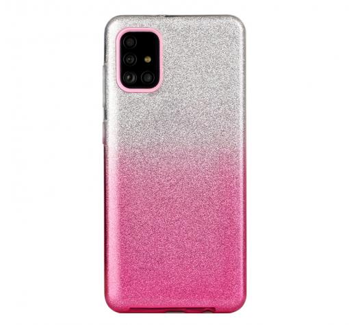 Силиконов калъф / гръб / TPU кейс за Samsung A22 5G - преливащ / сребристо и розово / брокат
