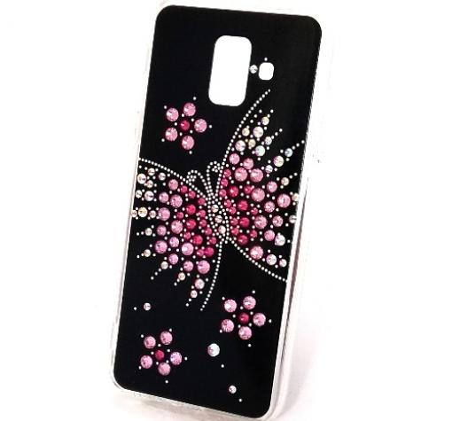 Луксозен силиконов калъф / гръб / с камъни за Samsung S9 G960 - черен / Grand Butterfly