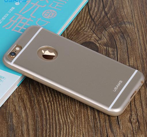 Луксозен силиконов калъф / гръб / USAMS Hero Series за Apple iPhone 6 / iPhone 6S - златист