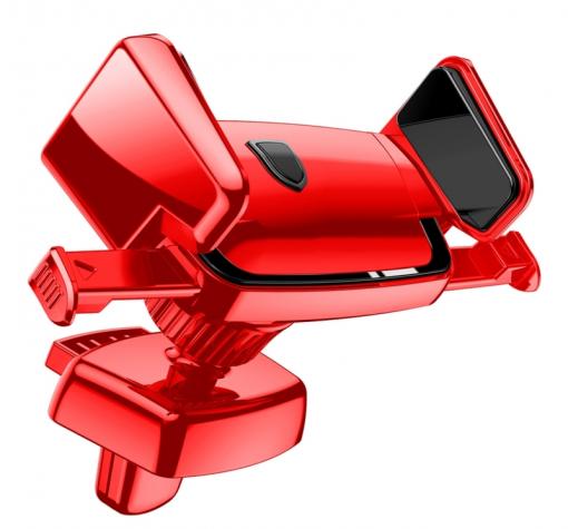 Универсална стойка за кола Baseus Robot Auto Clip Car Mount за Samsung, Apple, Huawei, Lenovo, LG, HTC, Sony, Nokia, ZTE - червена / въртяща се на 360 градуса