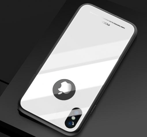 Луксозен стъклен твърд гръб Rock Brilliant Series за Apple iPhone X - бял