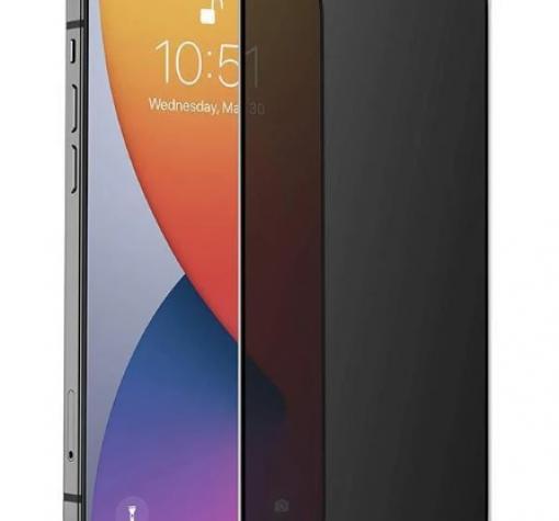 Privacy 5D full cover Tempered glass Full Glue screen protector iPhone 14 Pro Max (6.7) / Privacy Извит стъклен скрийн протектор с лепило от вътрешната страна за iPhone 14 Pro Max (6.7) - черен / прозрачен