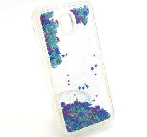 Луксозен твърд гръб 3D за Samsung J5 2017 J530 - прозрачен / брокат / тюркоаз