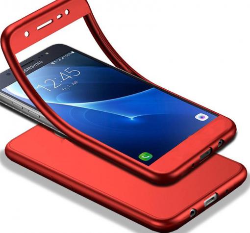 Луксозен силиконов калъф / гръб / TPU 360° за Samsung A7 2018 A750F - червен / лице и гръб