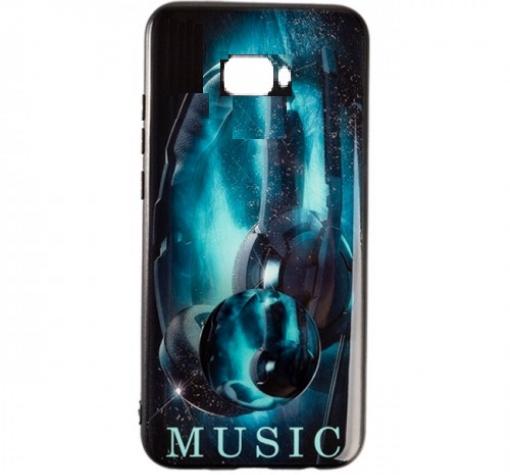 Луксозен силиконов калъф / гръб / TPU с Popsocket за Samsung J4 Plus 2018 - Music / синьо и черно