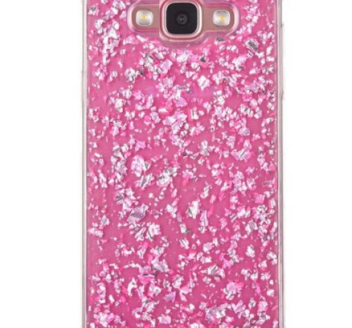 Силиконов калъф / гръб / TPU 3D за Samsung J5 2016 J510 - розов / прозрачен / блестящи стружки