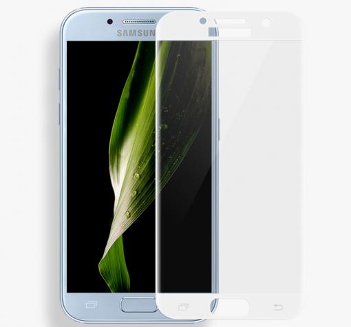 5D full cover Tempered glass Full Glue screen protector Samsung A3 2017 / Извит стъклен скрийн протектор с лепило за Samsung A3 2017 - бял