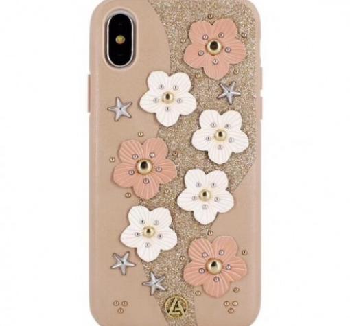 Луксозен кожен твърд гръб Luna Aristo за Apple iPhone X - розов / цветя