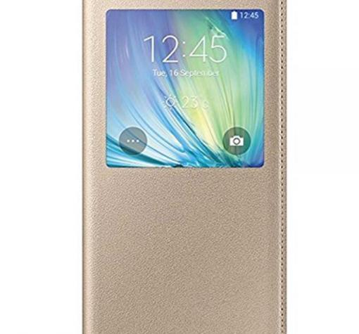 Кожен калъф Flip тефтер S-view за Samsung J5 J530 2017 - златист