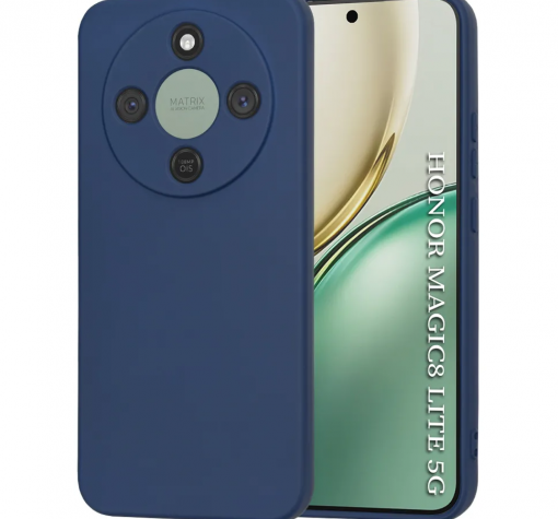 Силиконов калъф / гръб / за Honor Magic8 lite / Honor Magic 8 lite / Honor X9d / Honor X70 - син кейс със защита за камерата / мат