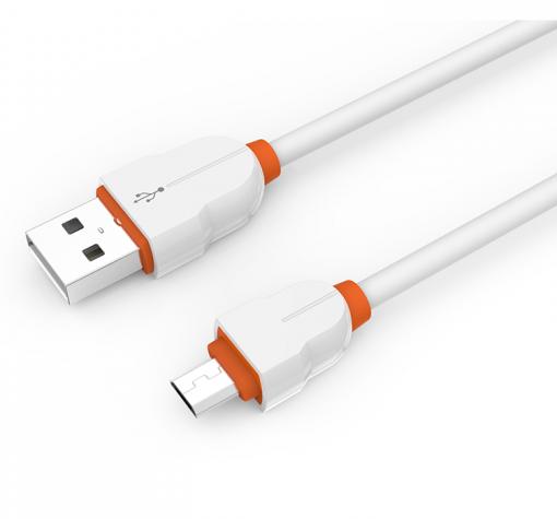 Оригинален USB кабел LDNIO Micro USB Cable LS-02 за Samsung, LG, HTC, Sony, Lenovo и други - бяло и оранжево / 2 метра