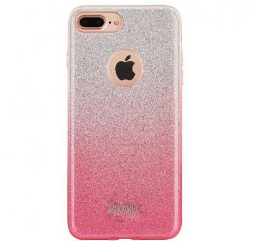 Луксозен силиконов калъф / гръб / TPU Kakusiga за Apple iPhone 6 / iPhone 6S - преливащ брокат / розово и сребристо