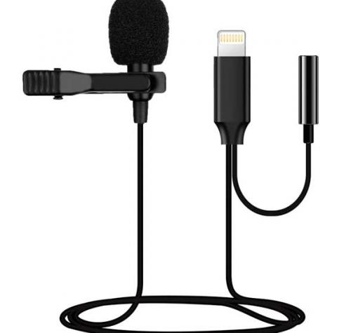 Щипка с микрофон Lavalier Lightning GL-141 / Clip-on Lightning Microphone - черна
