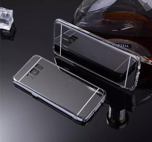 Луксозен силиконов калъф / гръб / TPU за Samsung S8 Plus G955 - тъмно сив / огледален
