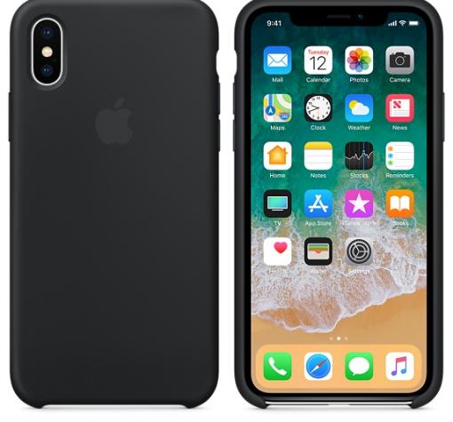 Оригинален силиконов калъф / гръб / TPU за Apple iPhone X - черен