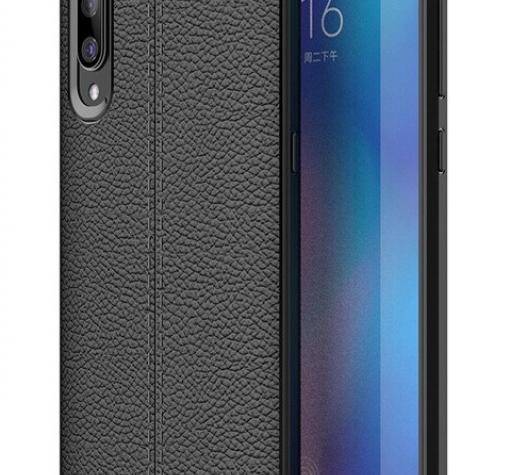 Луксозен силиконов калъф / гръб / TPU за Xiaomi Mi 9 SE - черен / имитиращ кожа