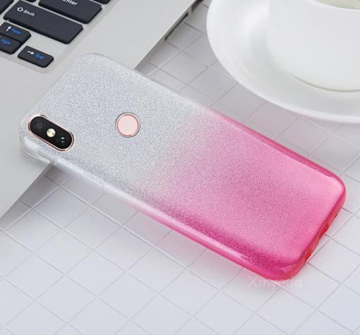 Силиконов калъф / гръб / TPU за Xiaomi Mi A2 / Mi 6X - преливащ / сребристо и розово / брокат