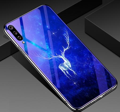 Луксозен стъклен твърд гръб със силиконов кант за Huawei Y7 2019 - бял елен