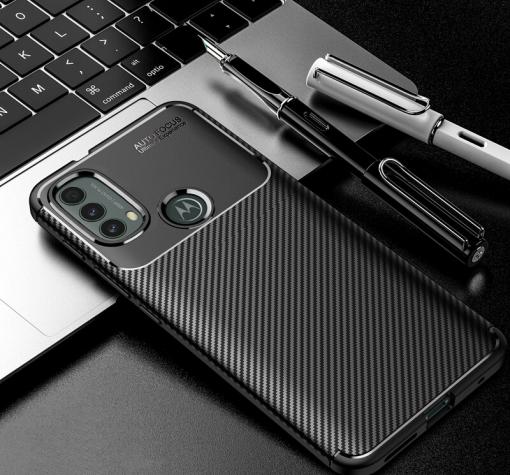 Луксозен силиконов калъф / гръб / TPU кейс Auto Focus за Motorola Moto E20 - черен / Carbon