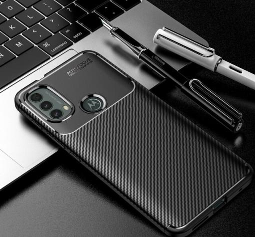 Луксозен силиконов калъф / гръб / TPU кейс Auto Focus за Motorola Moto E30 - черен / Carbon