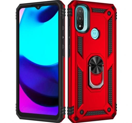 Силиконов гръб TPU кейс Hybrid Magnetic Finger Ring Car Holder за Motorola Moto E40 - червен