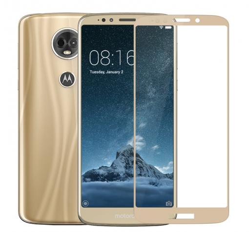 3D full cover Tempered glass screen protector Motorola Moto E5 Plus / Извит стъклен скрийн протектор за Motorola Moto E5 Plus - златист