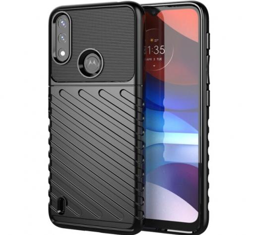 Луксозен силиконов калъф / кейс / TPU Bozzy Rugged за Motorola Moto E7 Power / Moto E7i Power - черен