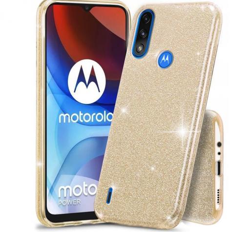 Силиконов калъф / гръб / TPU кейс за Motorola Moto E7 Power / Moto E7i Power - златист / брокат