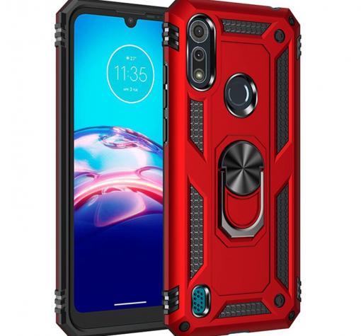Силиконов гръб Spigen със стойка и магнитно захващане за Motorola Moto E7 Power / Moto E7i Power – червен