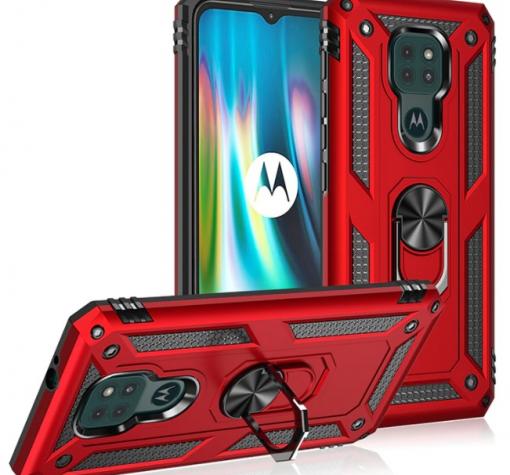 Силиконов гръб TPU Hybrid Magnetic Finger Ring Car Holder за Motorola Moto E7 Plus - червен