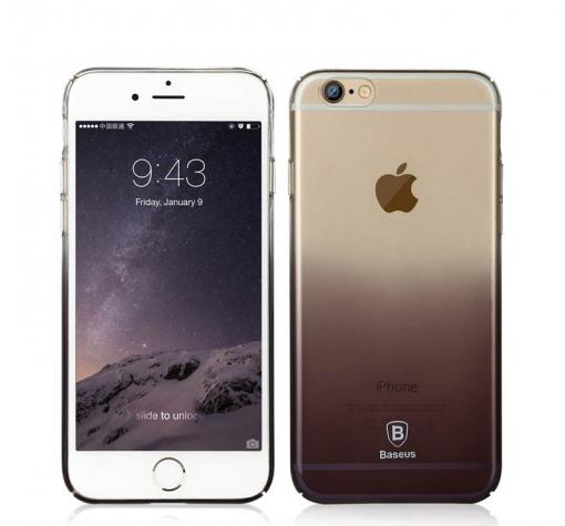 Твърд гръб / капак / Baseus Gradient Case за Apple iPhone 6 / 6S - сив - прозрачен / преливащ