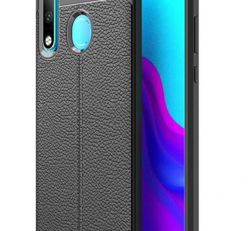 Луксозен силиконов калъф / гръб / TPU за Huawei P30 Lite - черен / имитиращ кожа