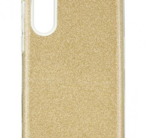 Силиконов калъф / гръб / TPU за Huawei P30 - златист / брокат