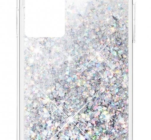 Луксозен твърд кейс 3D Water Case за Huawei P40 - прозрачен / течен гръб с брокат / сребрист