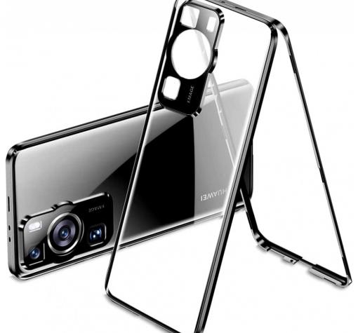 Магнитен калъф Bumper Case 360° FULL за Huawei P60 / Huawei P60 Pro - прозрачен / черна рамка
